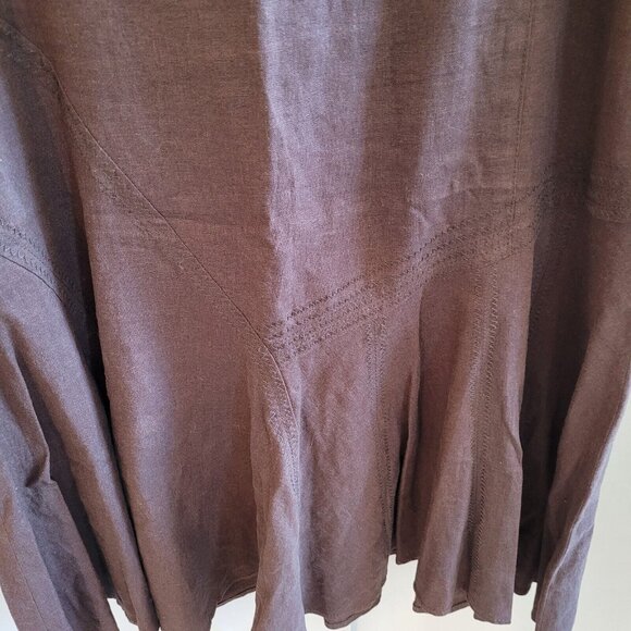 LArry Levine Womens Skirt Size 10 Brown Linen Blend Prairie Neutral Y2K 17170 - Picture 2 of 12